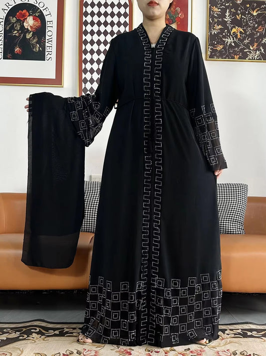 Elegant Chiffon Open Abaya with Zipper - Stylish Muslim Dress for Women