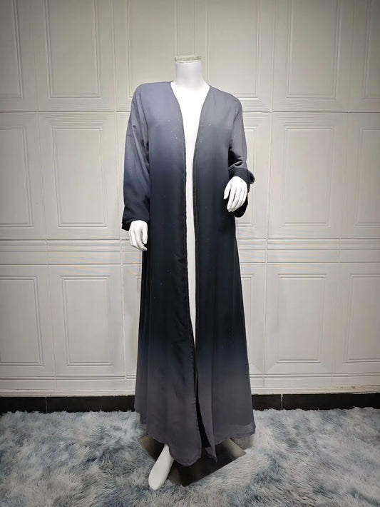 Shiny Abaya Kimono Cardigan Muslim Open Abayas for Women Dubai Turkey Islam Clothing Moroccan Kaftan Hijab Robe Femme Musulmane